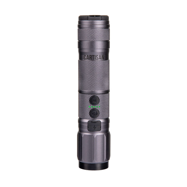 This is the Charcoal High Beam by Cartisan available at Ritual Colorado. A sleek combined 1500 mah 510-thread battery combined with a flashlight in one discrete package.