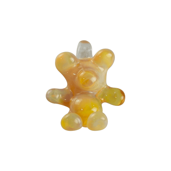 This is the Honey Lemon Glass Gummy Bear Pendant by Biting Glass available at Ritual Colorado. A fun handmade borosilicate glass jewelry piece made in Denver, Colorado.