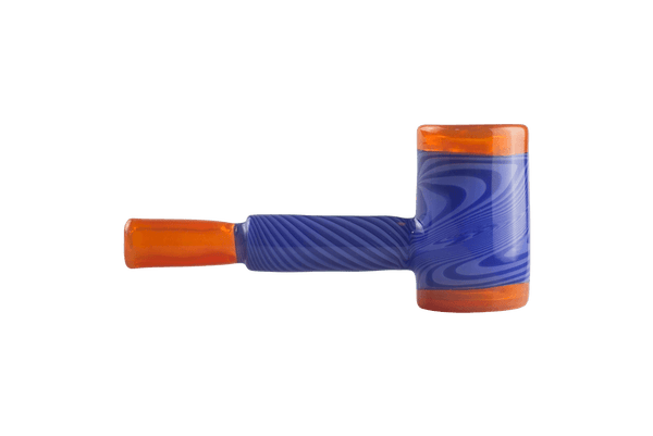 This is the Blueberry & Orange Hammer Pipe by Technicolor Tony available at Ritual Colorado. A sleek handmade glass pipe featuring stunning colors and clean patterns.