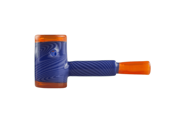 This is the Blueberry & Orange Hammer Pipe by Technicolor Tony available at Ritual Colorado. A sleek handmade glass pipe featuring stunning colors and clean patterns.