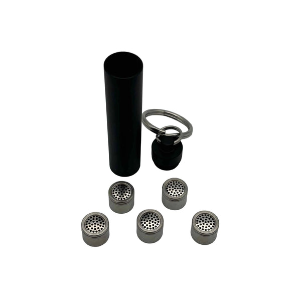 This is a 5-pack of stainless steel dosing caps for the Dynavap HyperDyn by Ritual Co. available at Ritual Colorado. Coming with a sleek waterproof screw-top case to keep your caps organized and ready for the next session.