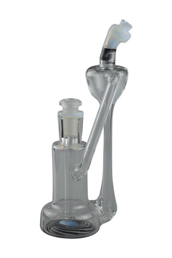 This is the Hypno Ghost Recycler by Technicolor Tony available at Ritual Colorado. A sleek vortex recycler featuring a 14mm female connection and sleek black and white accents. 