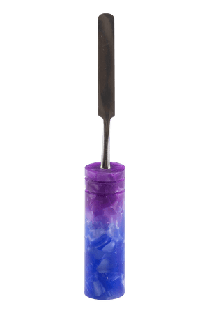 This is the Iced Amethyst dab tool from Hash Handlez available at Ritual Colorado. Each includes a beautiful resin dab tool, protective hard case, and a hand-written card. Check out these locally Denver-made dabber tools today!