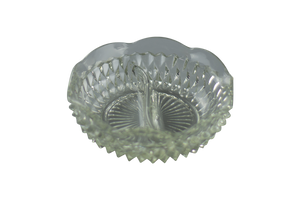 This is an Indiana Glass Vintage Diamond Point Glass Dish from Heady Vintage available at Ritual Colorado. The beautiful clear glass features eight indents around the body for convenient storage of your joints, dry herb vaporizers and dab gear. 
