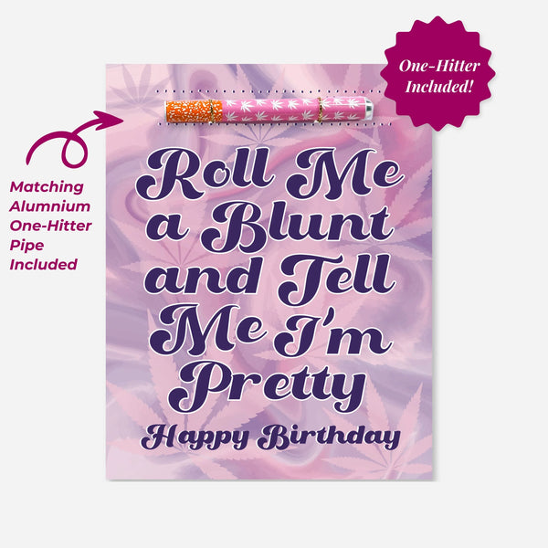 This is the Roll Me A Blunt Birthday KushKard available at Ritual Colorado. Featuring a fun birthday message and included one-hitter making a perfect stoner gift. 