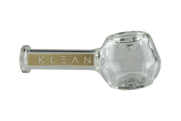 This is the Spoon Pipe from Klean available at Ritual Colorado. It features a built-in glass bowl with a carb hole on the left side. The glow-in-the-dark logo makes this a fun piece ready for any session.