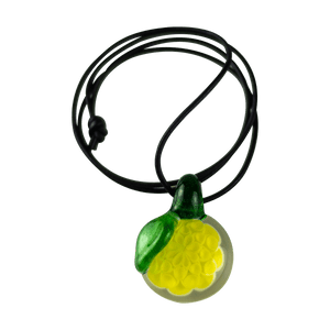 This is the Lemon Burst Dot Stack Pendant from Faltermeier Glass available at Ritual Colorado. Featuring vibrant glass dots and an included leather cord this is a great heady glass grab.