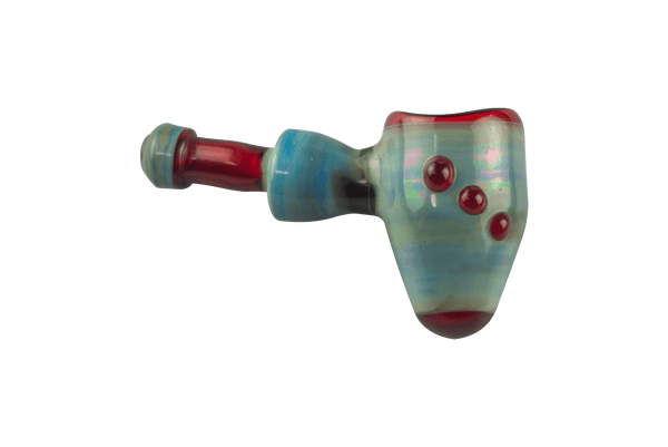 This is the Ruby Corn Cob Pipe from Technicolor Tony's available at Ritual Colorado. Featuring a sizeable bowl and striking ruby accents this heady hand pipe is a great addition to any collection. 