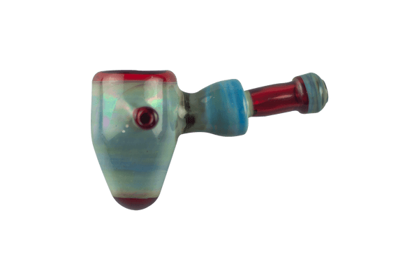 This is the Ruby Corn Cob Pipe from Technicolor Tony's available at Ritual Colorado. Featuring a sizeable bowl and striking ruby accents this heady hand pipe is a great addition to any collection. 