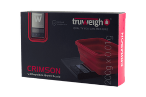 This is the Crimson Digital Scale by Truweigh available at Ritual Colorado. Featuring a collapsible silicone bowl for easy transportation and weighing of items up to 600f. 