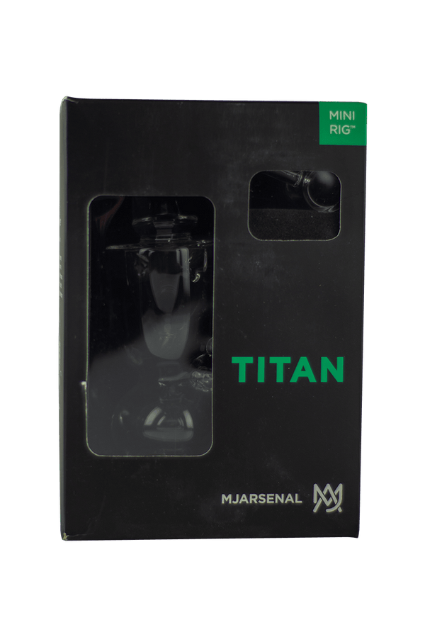 This is the Titan Mini Dab Rig from MJ Arsenal available at Ritual Colorado. Featuring a 10mm female connection and included quartz banger and carb cap this is the perfect portable dab setup that also rips with a Dynavap. 