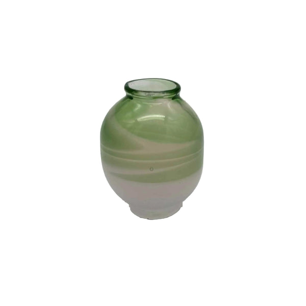 This is the Milky Pink / Emerald Color Swirl Glass Macrame Bead by Biting Glass available at Ritual Colorado. Handmade in Denver, CO and featuring vibrant combinations of glass colors these beads are the perfect accent to your project.