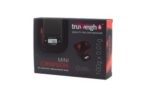 This is the Mini Crimson Digital Scale by Truweigh available at Ritual Colorado. Featuring a collapsible silicone bowl for easy transportation and weighing of items up to 600f. 