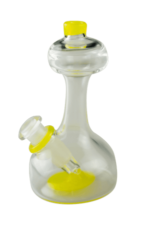 This is the Yellow Mini Bubbler from Technicolor Tonys available at Ritual Colorado. Featuring a 10mm female connection and removable downstem this is a great heady piece of glass made in Denver Colorado.