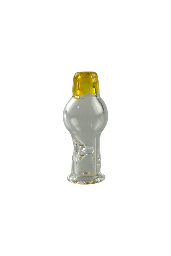 These are Bubble Pivot Blender Tops by Ritual Essentials available at Ritual Colorado. Featuring circulating airflow for the Puffco Pivot these sleek tops also feature a vibrant accent color mouthpiece.