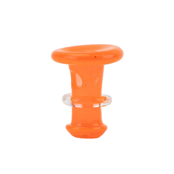 This is the Orange New Peak & Proxy Glass Joystick Cap by Empire Glassworks available at Ritual Colorado. These colorful glass joystick upgrades offer complete control over airflow. 