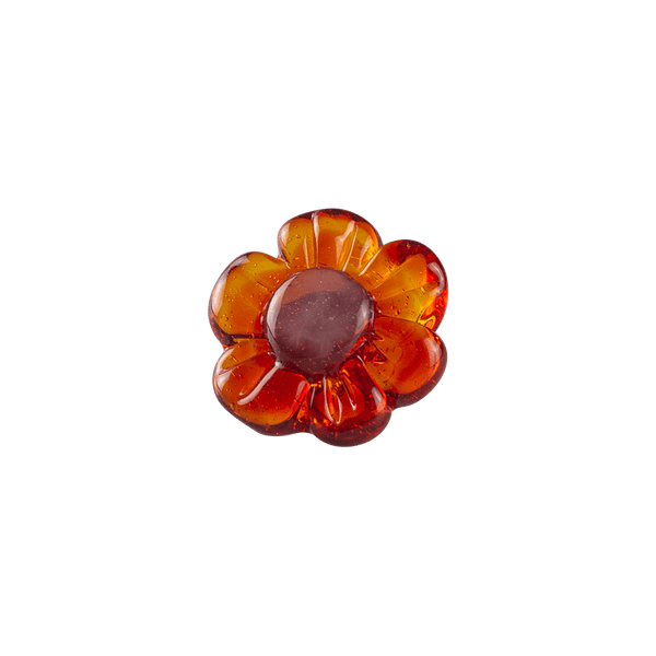 These are glass flower pins from Technicolor Tonys available at Ritual Colorado. The beautiful floral shapes feature a pin and closure on the back so you can easily pop them on your hat or other favorite place to display glass art. 