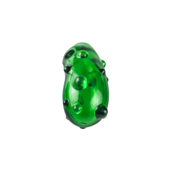 These are Glass Pickle Pendants from Obsidian Vortex Glass available at Ritual Colorado. The fun green glass pendants have a distinct pickle shape and two holes at the top so you can easily string them onto a necklace or as an ornament.