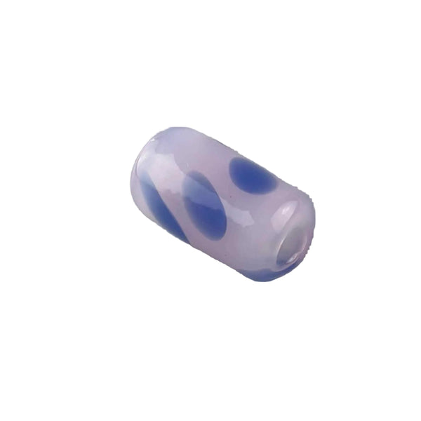 This is a Handmade Glass Bead by Biting Glass available at Ritual Colorado. Featuring hand drawn patterns these tube-shaped beads are perfect to string onto a necklace, bracelet or to use as a dred bead.