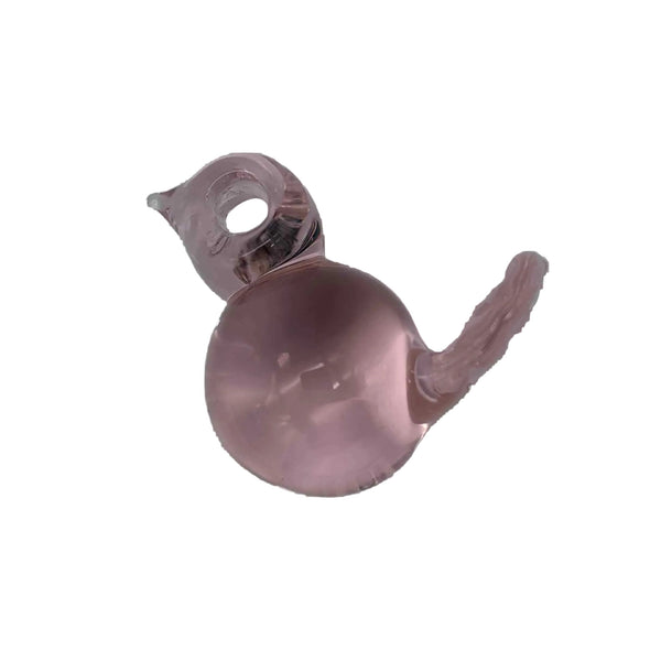 This is the Transparent Pink Chubby Glass Bird Ornament by Biting Glass available at Ritual Colorado. These fun handmade glass ornaments feature vibrant colors and fun sitting bird motifs.