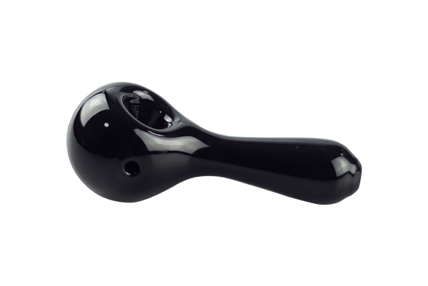 This is the Pioneer Spoon Pipe from MJ Arsenal available at Ritual Colorado. It features a built-in glass bowl with a carb hole on the left side. The fun colors and ergonic design make this a perfect starter spoon pipe.