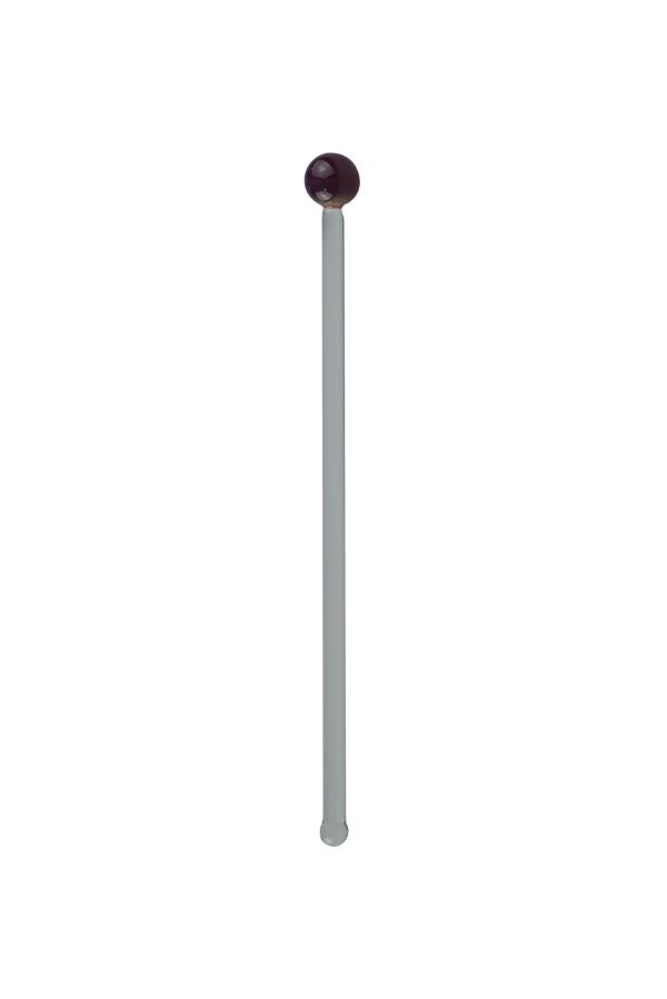 This is the Purple Rainbow handmade Glass Cocktail Swizzle Stick by Biting Glass available at Ritual Colorado. Featuring vibrant glass marble toppers and rounded bottom to easily stir up your favorite drink.