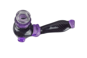 This is the Black & Purple J-Hook by Technicolor Tonys available at Ritual Colorado. This beautiful hand-blown glass pieces features a 14mm female connection up top for easy compatibility with your favorite dry herb vaporization and dabbing devices. 