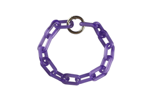 This is the Purple Glass Chain Bracelet by Technicolor Tony available at Ritual Colorado. Featuring interlocking purple glass chains and handmade in Denver this is an awesome piece of headie jewelry.