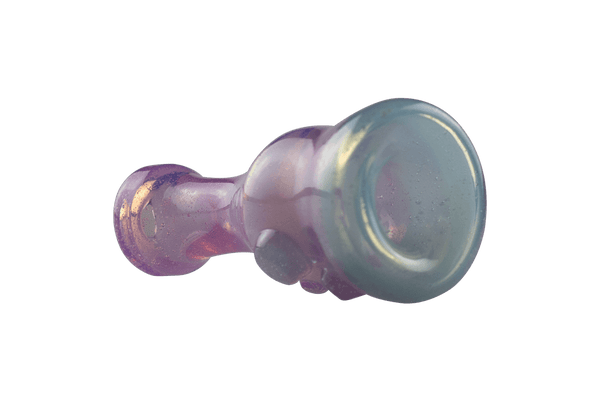 This is the Purple Lollipop Chillum from Technicolor Tonys available at Ritual Colorado. A convenient heady hand pipe that features purple lollipop glass accented by a nimbus glass bowl.