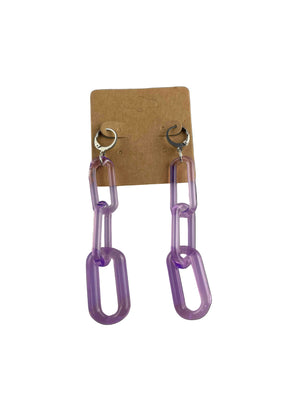 These are Purple Lollipop Glass Chain Earrings by Biting Glass available at Ritual Colorado. Made here in Denver, Colorado these sleek chains are the perfect accessory.
