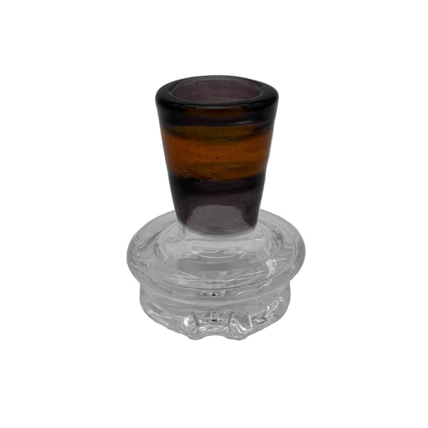 This is the Purple & Orange Wide Airflow Peak Top by Technicolor Tony available at Ritual Colorado. A sleek handmade glass upgrade to your Puffco Peak featuring vibrant purple & orange glass colors.