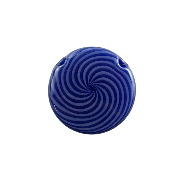 This is the Purple Spiral Disc Pendant by Technicolor Tony available at Ritual Colorado. A vibrant glass jewelry piece featuring intricate patterns and vibrant glass colors.