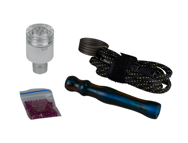 This is the Qaroma Upgrade Kit from QaromaShop available at Ritual Colorado. Each kit includes a Qaroma quartz housing, one pack of aroma ruby pearls, a 20mm heater coil, and a stabwood coil handle. Available at a discounted price these kits are a great way to try out some of the most flavorful dry herb vaporizers available.
