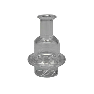 This is the Quartz Turbine Carb Cap by Ritual Co. available at Ritual Colorado. A sleek fully quartz cap featuring directional airflow for spinning air movement in your banger. 