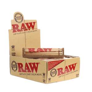 This is the RAW 110mm Hemp Plastic Rolling Machine available at Ritual Colorado. Just drop in you herbs and a paper, give the wheels a spin and you've got a perfectly rolled joint every time.
