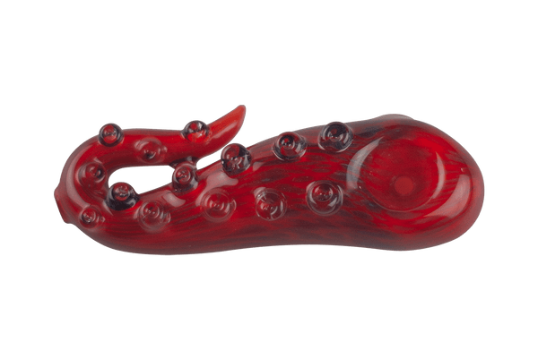 This is the Red Tentacle Spoon Pipe from Burtoni Glass available at Ritual Colorado. Featuring a built-in bowl and carb this is an awesome hand-blown heady grab at a great price!