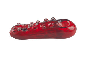 This is the Red Tentacle Spoon Pipe from Burtoni Glass available at Ritual Colorado. Featuring a built-in bowl and carb this is an awesome hand-blown heady grab at a great price!