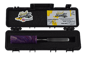 This is the Royal Jelly dab tool from Hash Handlez available at Ritual Colorado. Each includes a beautiful resin dab tool, protective hard case, and a hand-written card. Check out these locally Denver-made dabber tools today!