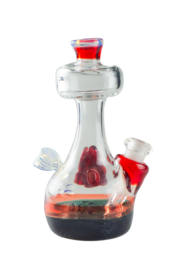 This is the ruby & black magic potion bottle from Technicolor Tonys available at Ritual Colorado. It features beautiful red and black magic glass accented by ghost glass in several places. A great heady grab at a steal of a price.