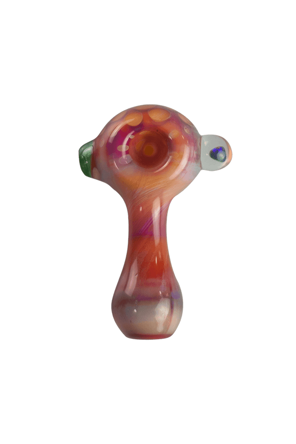 This is the Serendipity Opal Pipe by Technicolor Tony available at Ritual Colorado. A sleek handpipe featuring bright colors and an attached opal to the bowl.
