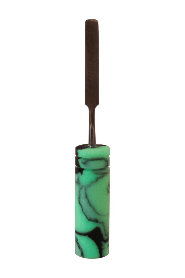 This is the Skunk'd dab tool from Hash Handlez available at Ritual Colorado. Each includes a beautiful resin dab tool, protective hard case, and a hand-written card. Check out these locally Denver-made dabber tools today!