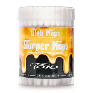 These are Slurper Mops (100 ct.) designed by JP Toro and made by Glob Mops, available at Ritual Colorado. These 100% cotton swabs are extra absorbent and bendable to reach all the corners of your terp slurper.
