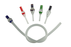 These are the Standard (7mm) Dart Whip Mouthpieces by Biting Glass available at Ritual Colorado. These sleek mouthpieces securely fit into your 1/4" inner diameter tubing and provide a refined experience.