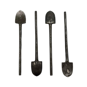 These are small shovel dab tools from Dabmascus available at Ritual Colorado.Featuring a fully Damascus Steel construction and a convenient scoop for easy dabbing and handmade in the U.S. by a skilled craftsman!