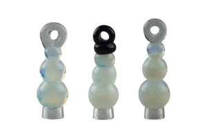 These are Snowman Ornaments by Biting Glass available at Ritual Colorado. These fun seasonal ornaments also work as pendants and feature vibrant glass colors.