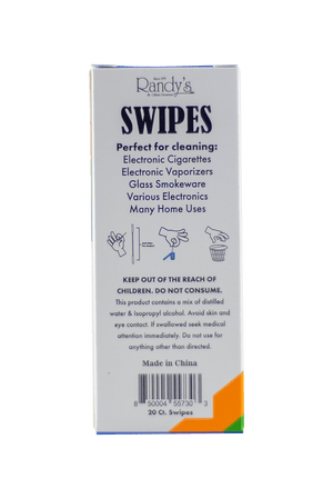 These are Randy's Swipes pre-soaked alcohol cleaning swabs available at Ritual Colorado. This convenient 20-pack makes cleaning on the go a breeze and is perfect for dab atomizers and dry herb vaporizers bowls. 