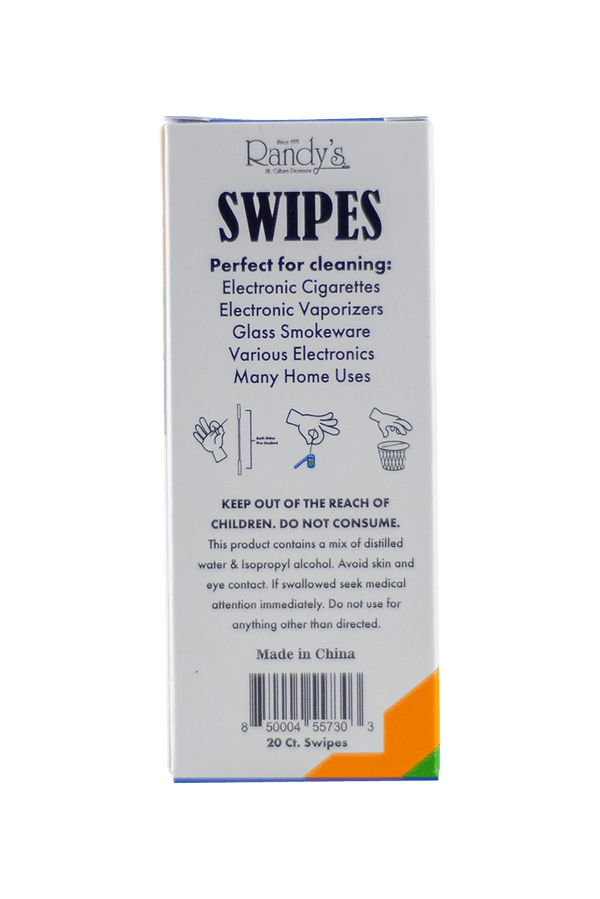 These are Randy's Swipes pre-soaked alcohol cleaning swabs available at Ritual Colorado. This convenient 20-pack makes cleaning on the go a breeze and is perfect for dab atomizers and dry herb vaporizers bowls. 