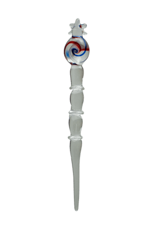 This is the Swirl Glass Dabber available at Ritual Colorado. A convenient dab tool featuring a point at the end for easy management of your concentrates.
