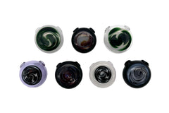 This is a set of Color Swirl Glass Disc Pendants by Biting Glass available at Ritual Colorado. Featuring vibrant swirling color patterns and two holes so you can string them onto your favorite necklace. Handmade in Denver, Colorado.