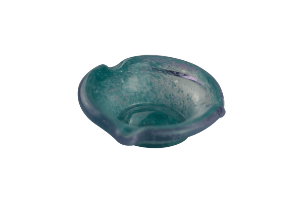 This is the Short Teal & Purple Flare Glass Ashtray by Technicolor Tony available at Ritual Colorado. A vibrant handmade borosilicate ashtray made right here in Denver, Colorado.